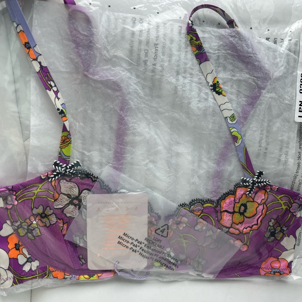 Savage X Fenty Mod Poppy Unlined Lace Balconette Bra 32DD - Picture 9 of 9
